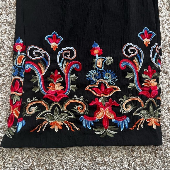 Liv Los Angeles Embroidered Black Wide-Leg Palazzo Pants Beach Boho Sz L - Picture 7 of 9